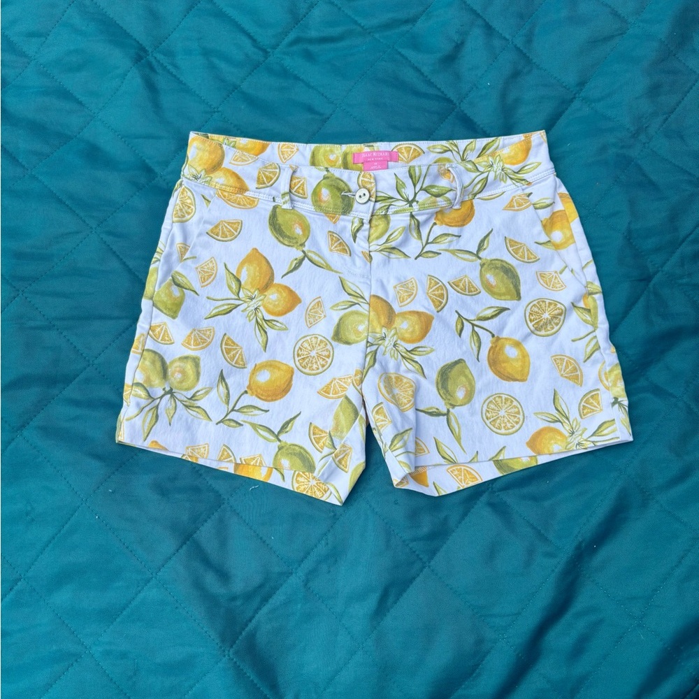 Isaac Mizrahi Yellow and Green Bermuda Shorts Vibrant Citrus Design